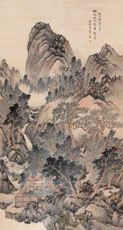 翟继昌 深山读书图 轴 162×87cm